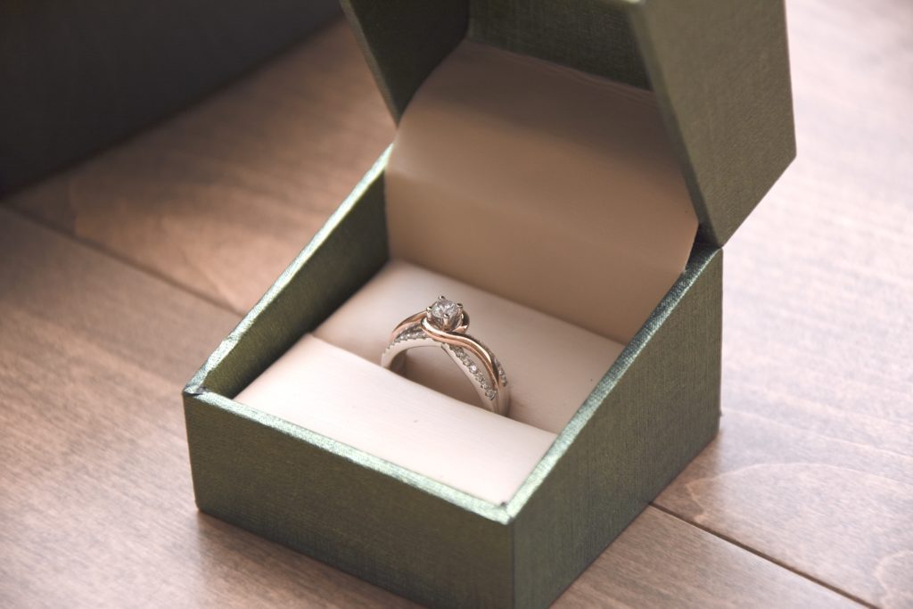 Wedding Engagement Ring In Jewelry Box